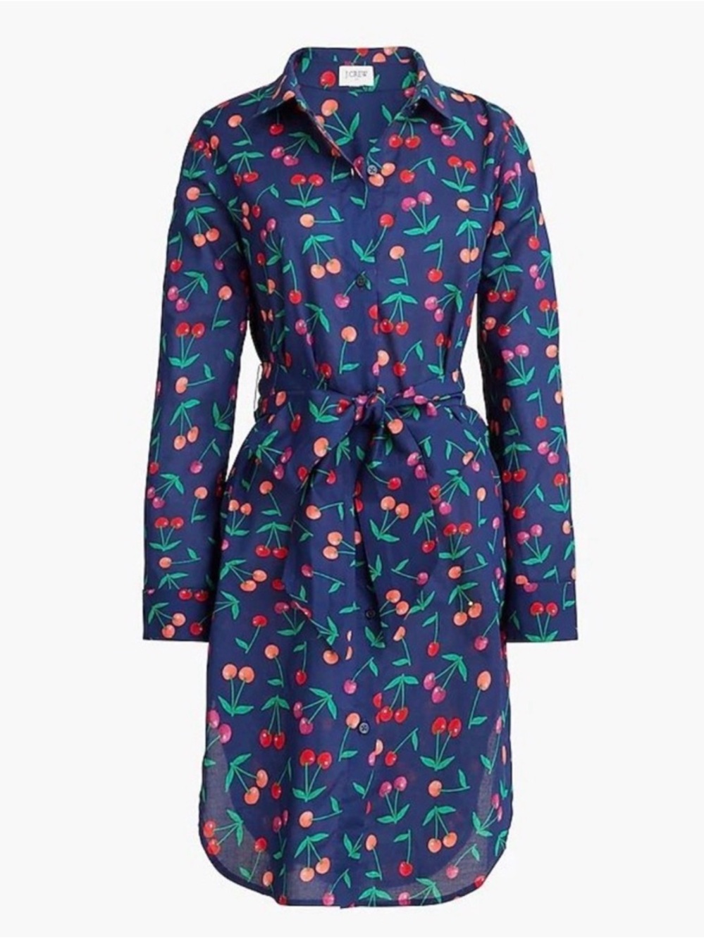 J. Crew Women’s Navy Ground cherry Beach Print Shirt Dress Swim Cover Up Medium